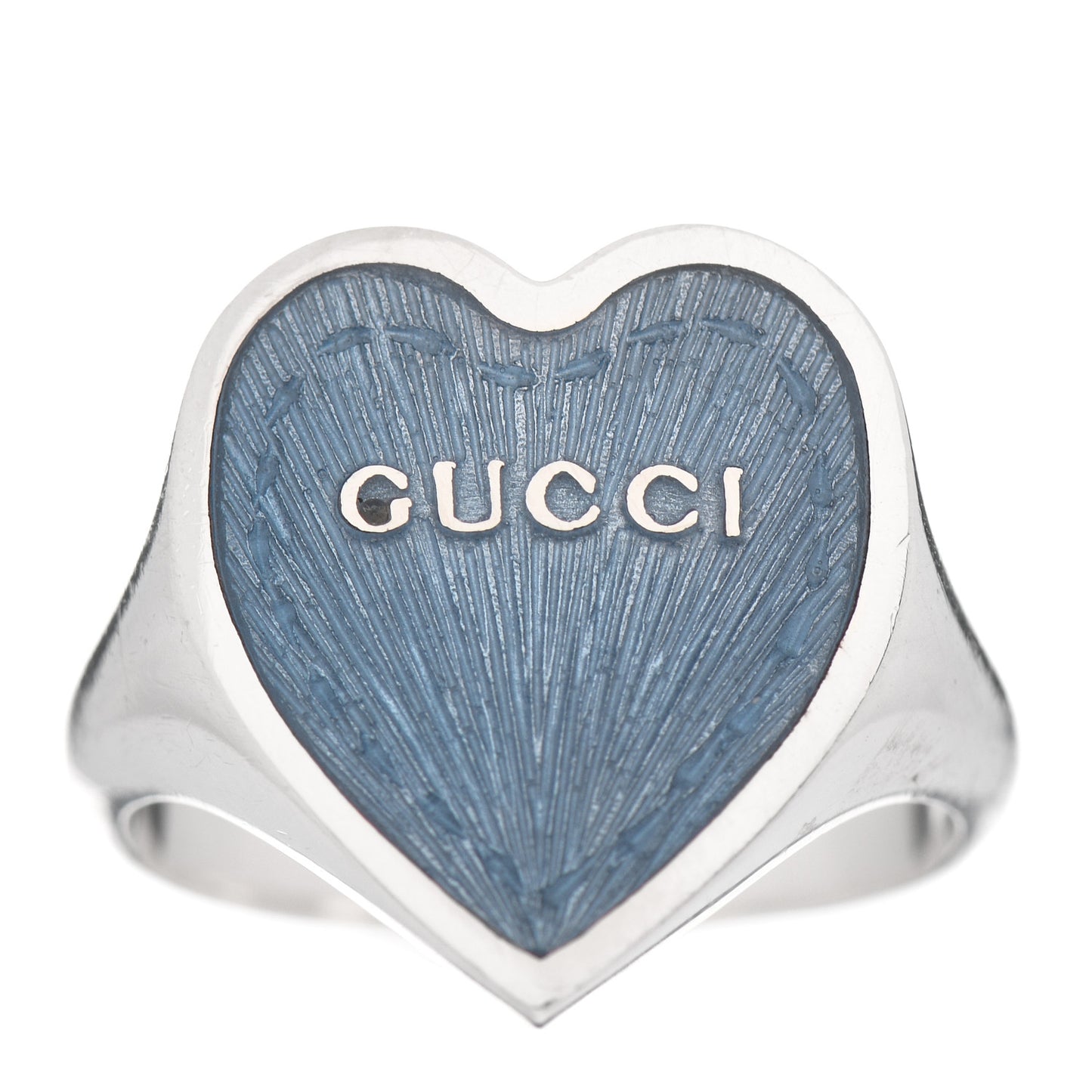 Sterling Silver Enamel Heart Ring Blue 56 7.5