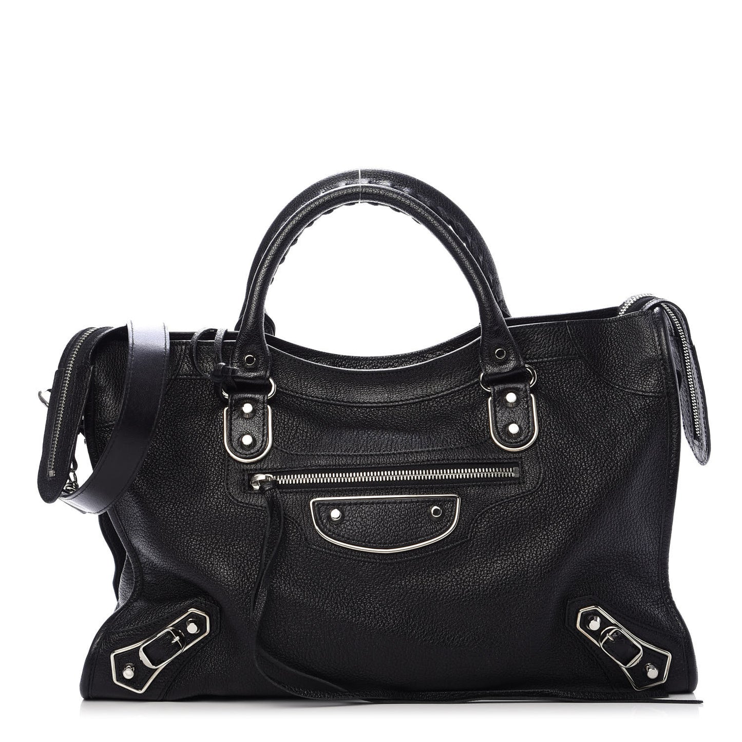 Chevre Silver Metallic Edge Hardware City Black