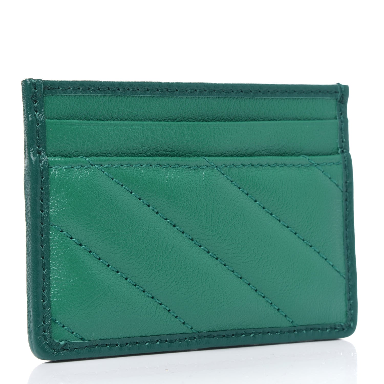 Gucci Azalea Calfskin Enamel Matelasse Diagonal Torchon GG Marmont Card Holder New Shamarock Emerald 2 of 4