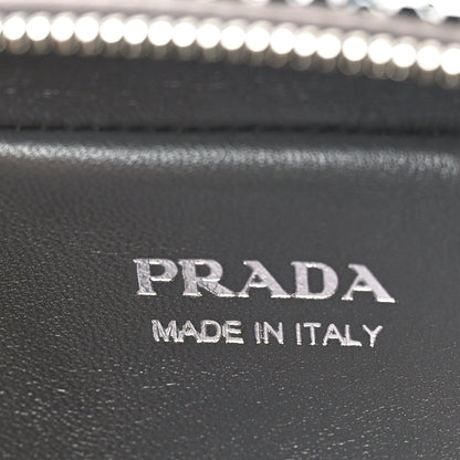 Prada Satin Crystal Metal Triangle Logo Odette Crossbody Fumo 6 of 9