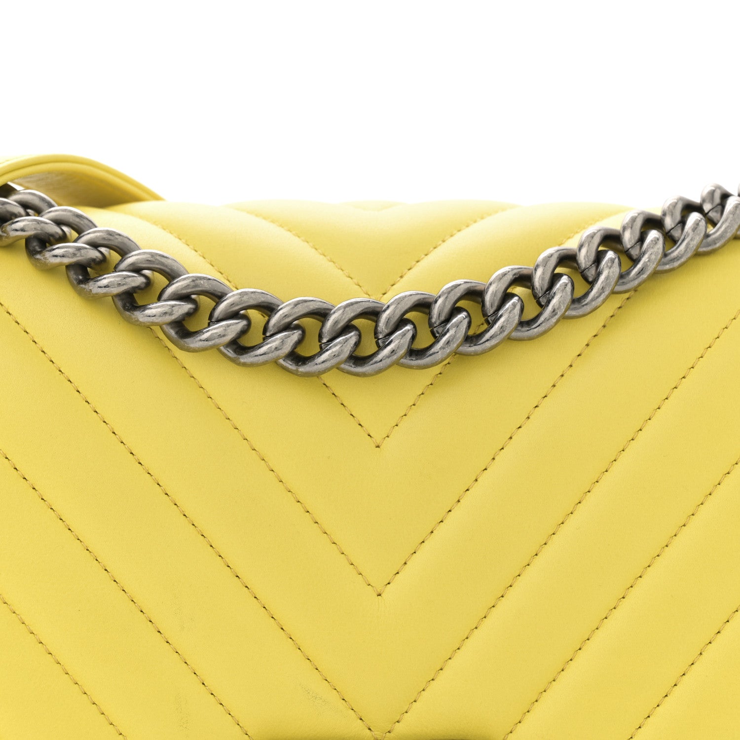 Chanel Calfskin Chevron Quilted Medium Boy Flap Yellow 8 of 14