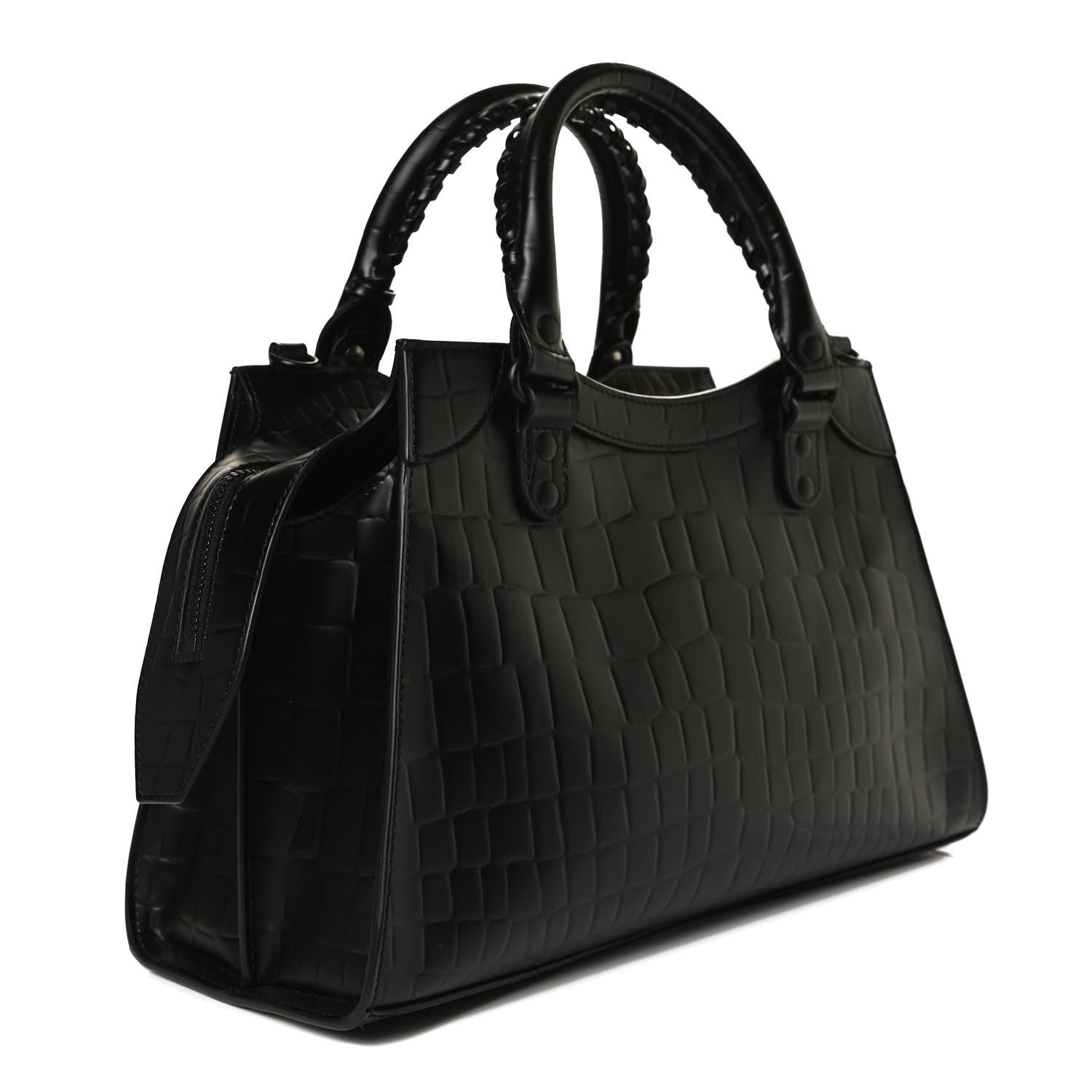 Balenciaga Semi Shiny Calfskin Crocodile Embossed Neo Classic Black Hardware S City Black 3 of 14