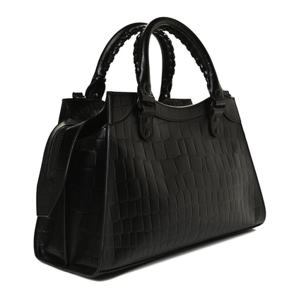 Balenciaga Semi Shiny Calfskin Crocodile Embossed Neo Classic Black Hardware S City Black 3 of 14