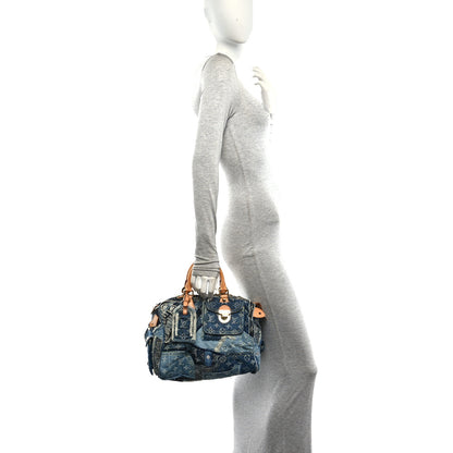 Louis Vuitton Denim Patchwork Speedy 30 Blue 2 of 9