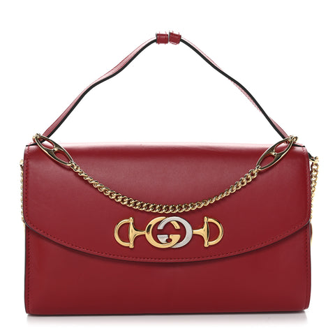 Smooth Calfskin Small Zumi Top Handle Shoulder Bag Hibiscus Red