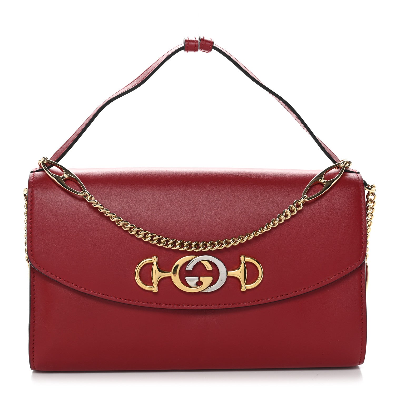 Gucci Smooth Calfskin Small Zumi Top Handle Shoulder Bag Hibiscus Red 1 of 14