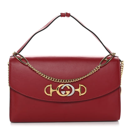 Gucci Smooth Calfskin Small Zumi Top Handle Shoulder Bag Hibiscus Red 1 of 14