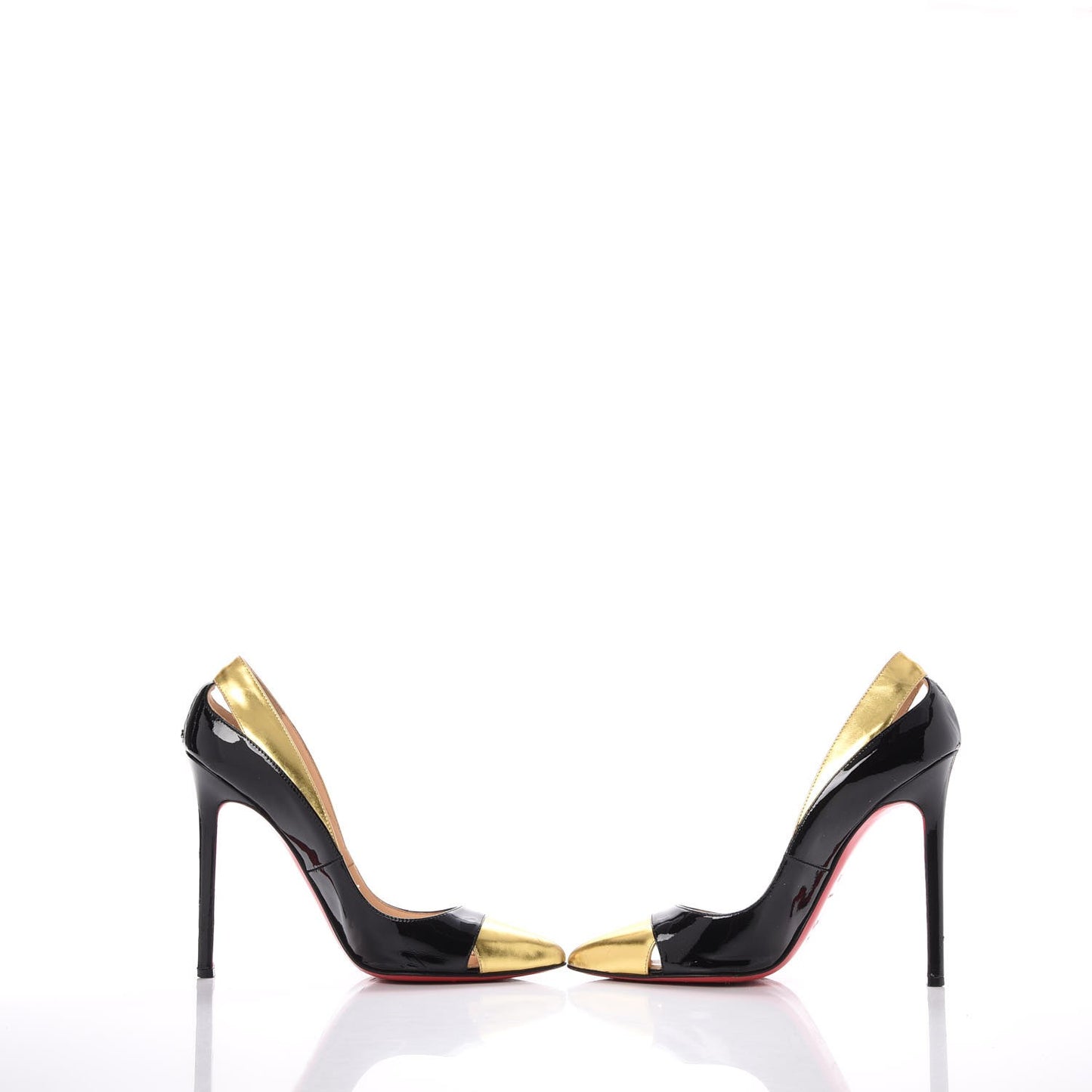 Patent Metallic Calfskin Duvette Cutout 120 Pumps 36.5 Black Gold