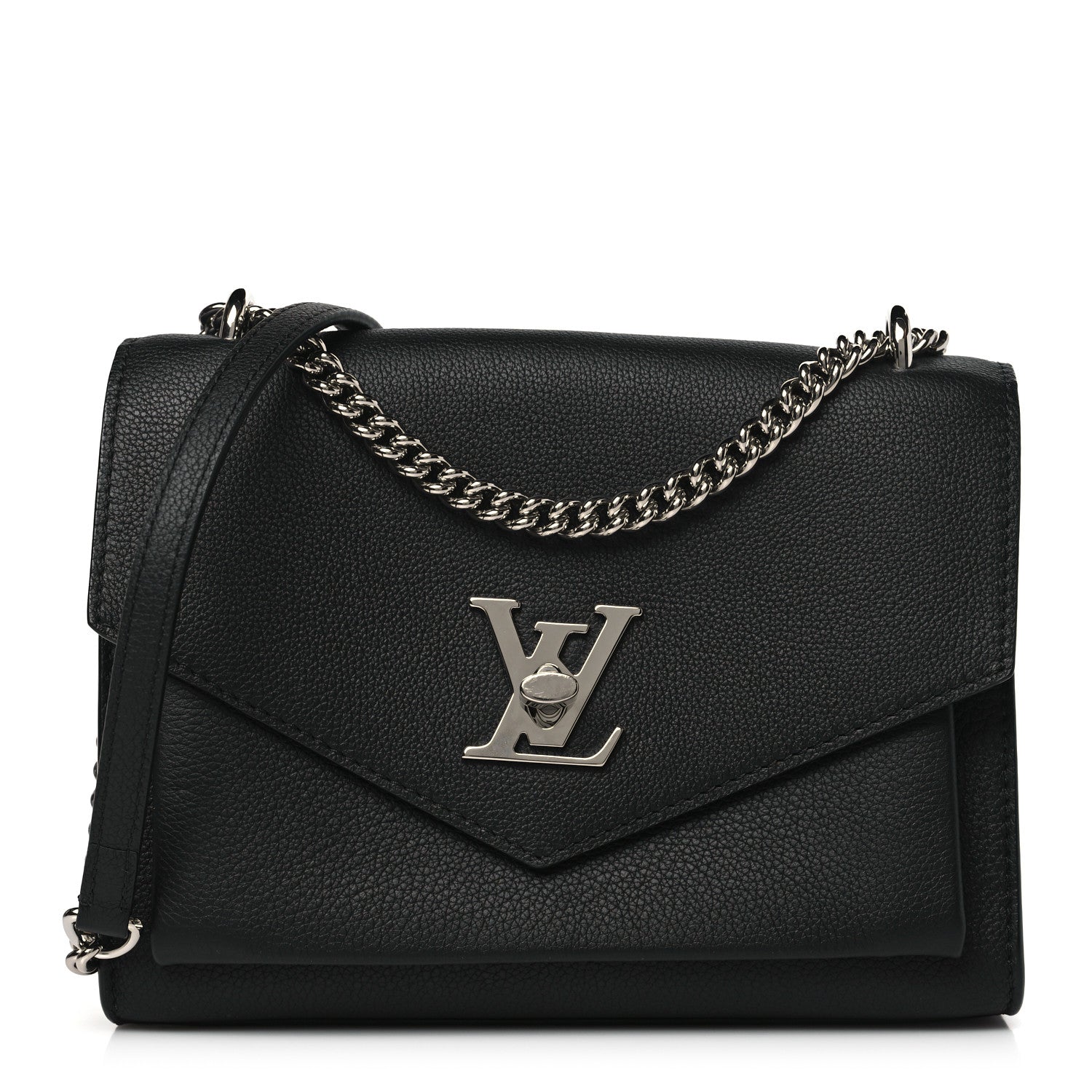 Louis Vuitton Soft Calfskin Mylockme Chain Bag BB Black 1 of 9