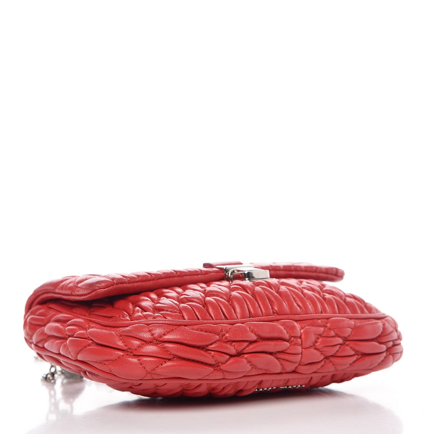 Nappa Matelasse Crystal Chain Crossbody Red
