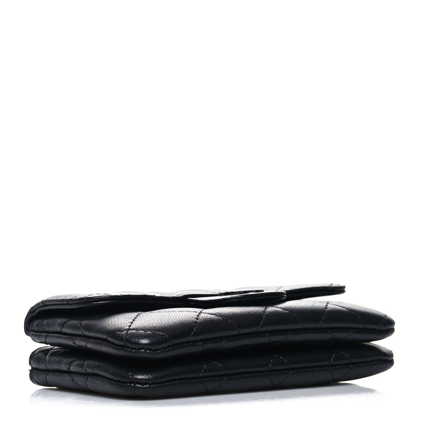 Lambskin Quilted Zip Card Holder Black