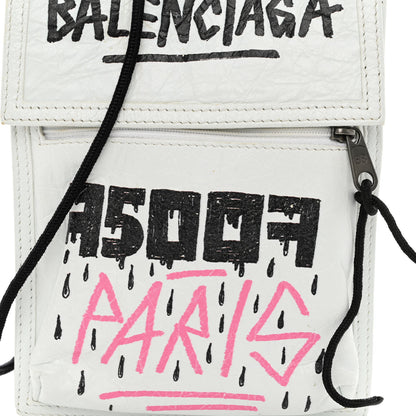 Balenciaga Agneau Arena Graffiti All Over Small Explorer Pouch with Strap White Multicolor 8 of 11