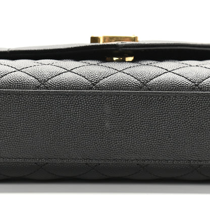 Saint Laurent Grain De Poudre Textured Mixed Matelasse Triquilt Medium Monogram Satchel Black 9 of 10
