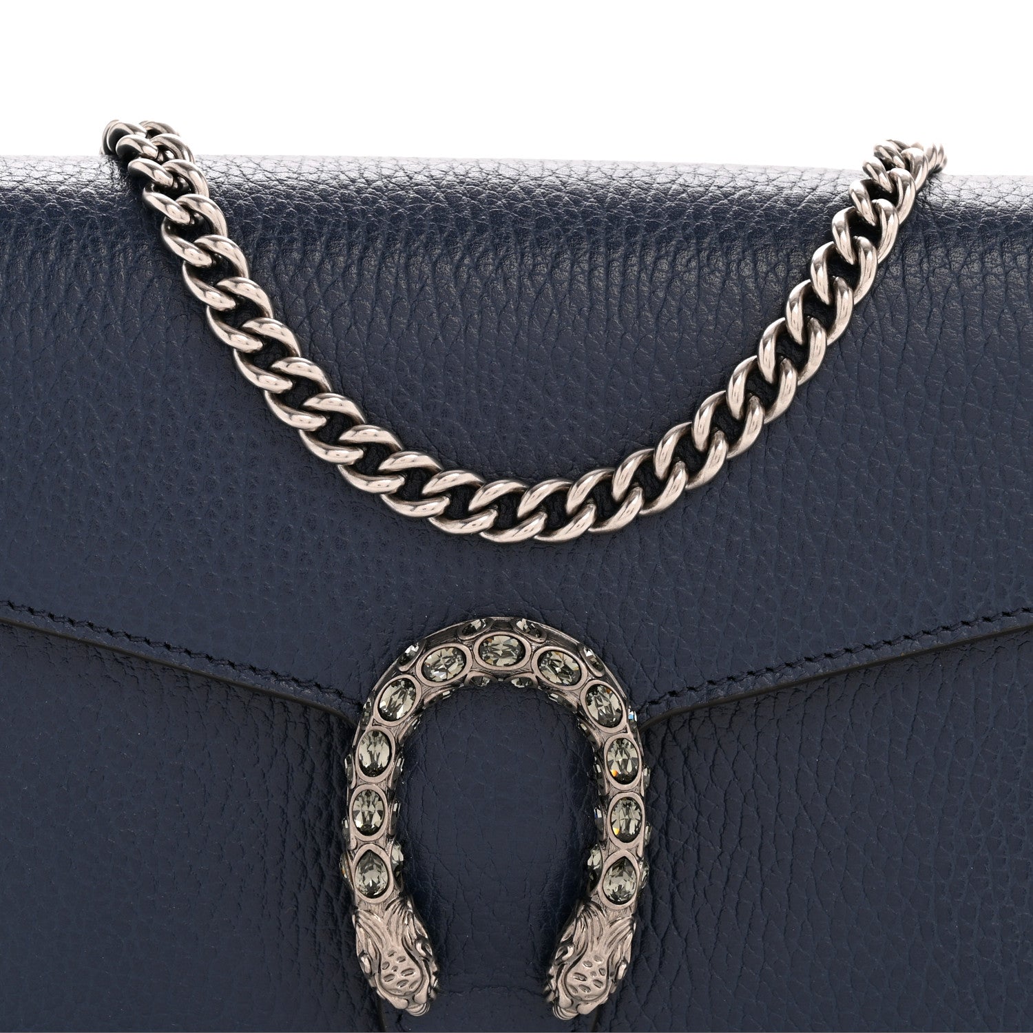 Gucci Dollar Calfskin Crystal Mini Dionysus Chain Wallet Blue Agata Black Diamond 8 of 14