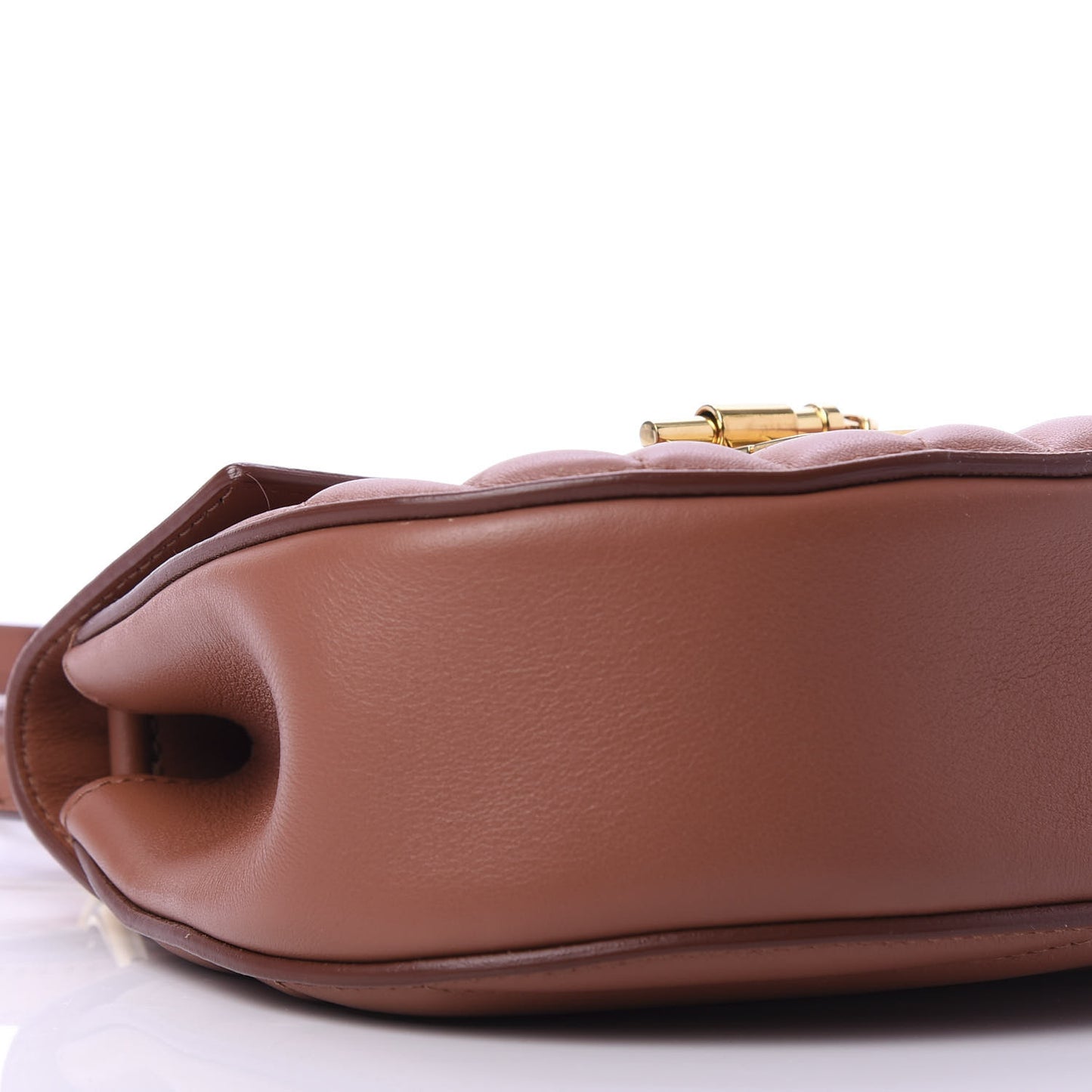 Calfskin Quilted Mini Drew Bijou Shoulder Bag Chestnut Brown