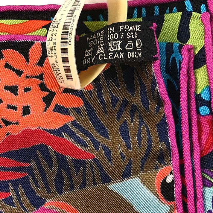 Silk Under The Waves Scarf 90 Black Fuchsia Multicolor