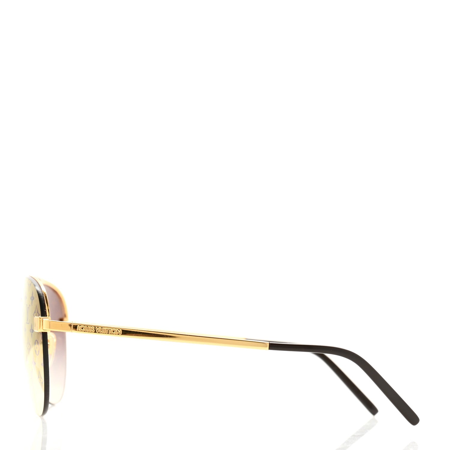 Louis Vuitton Metal Clockwise Sunglasses Z1020E Gold Brown 1627623