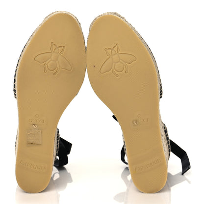 Gucci Nappa Matelasse GG Marmont Ankle Wrap Platform 35/120mm Espadrille Wedges 40 Black 5 of 8