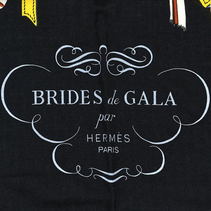 Hermes Silk Cashmere Brides De Gala Applique Pique Shawl 140 Rouge Black Bleu Ciel 3 of 4