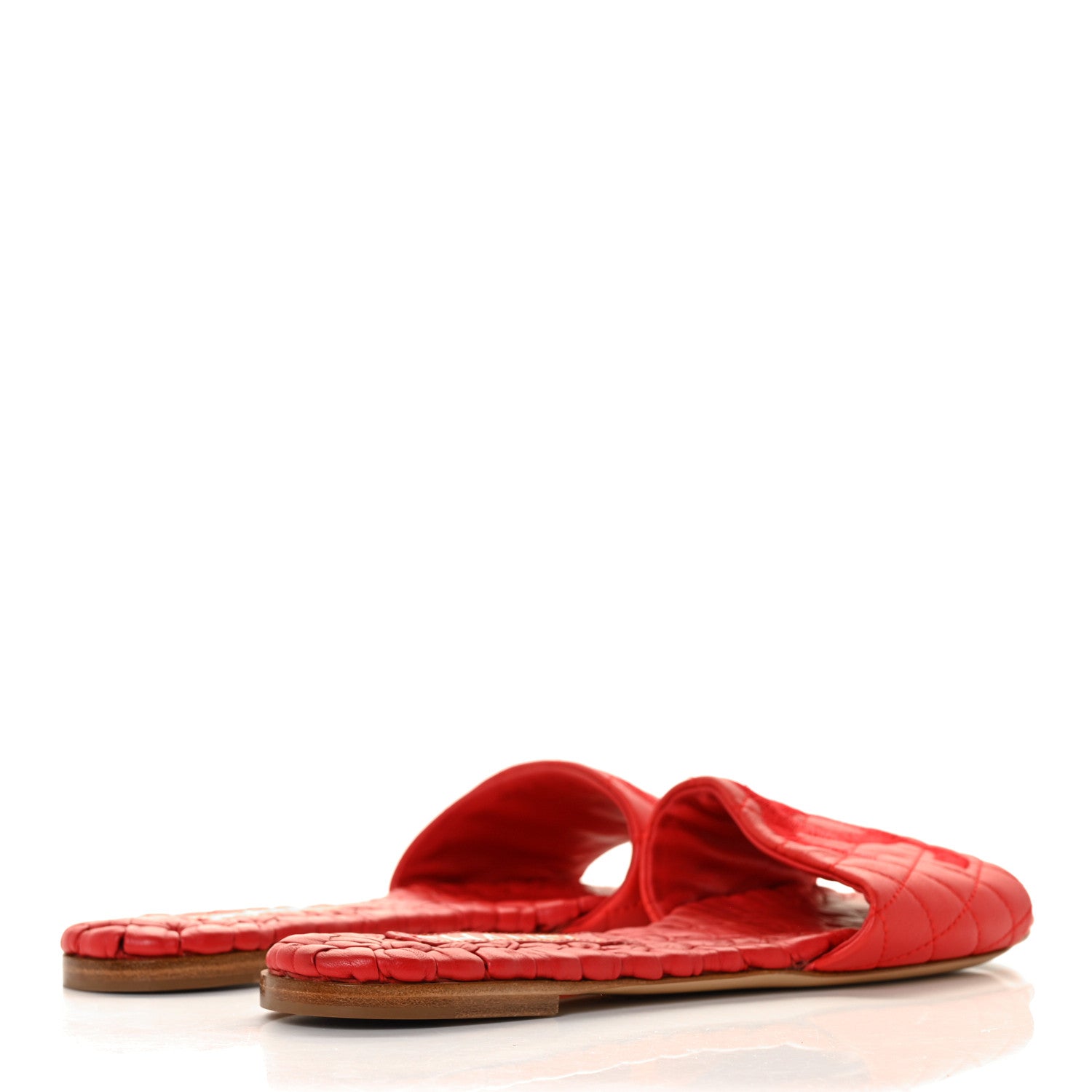 Chanel Lambskin Quilted CC Mules Sandals 41 Red 4 of 9