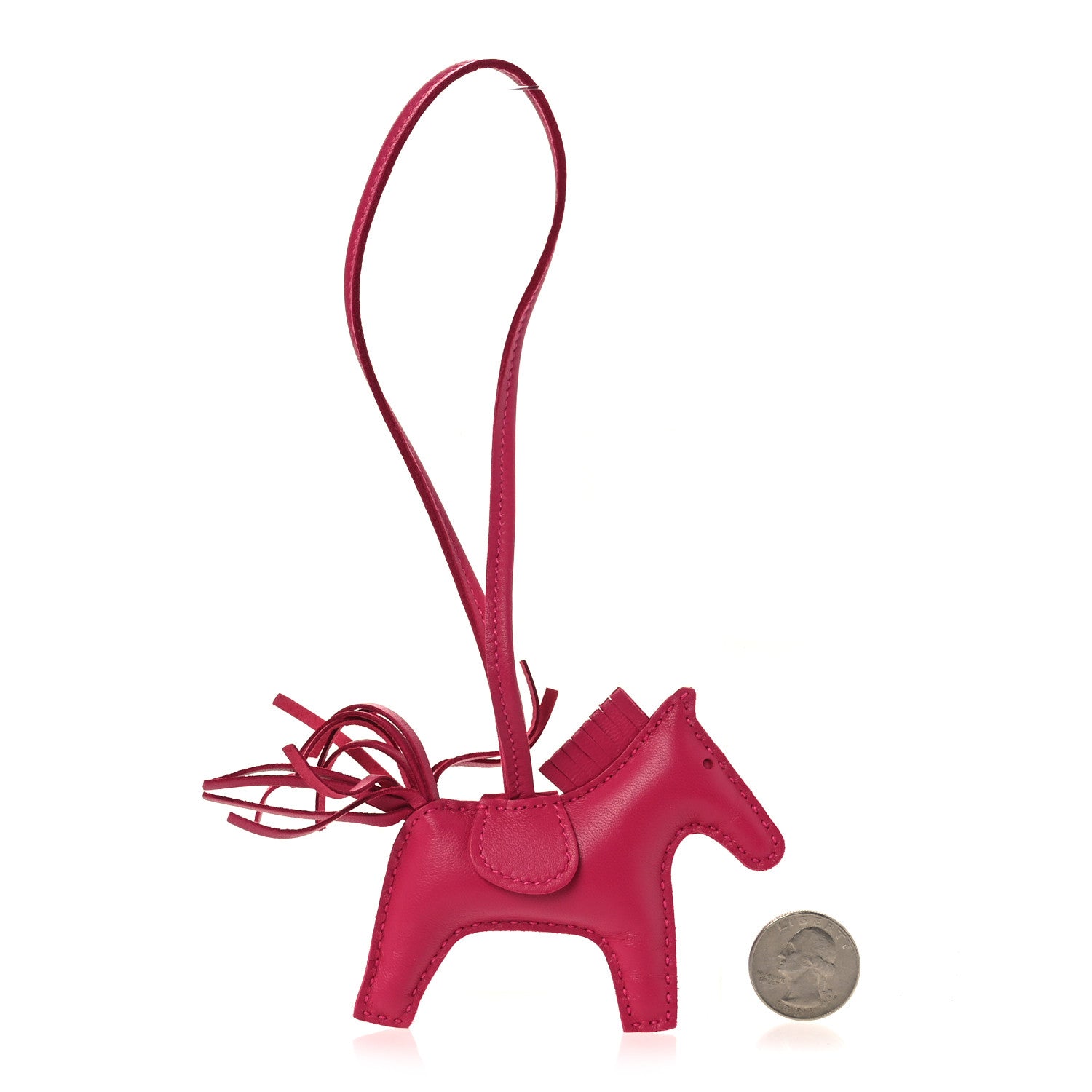 Hermes Milo Lambskin Grigri Rodeo Horse Bag Charm PM  Rose Mexico 2 of 5