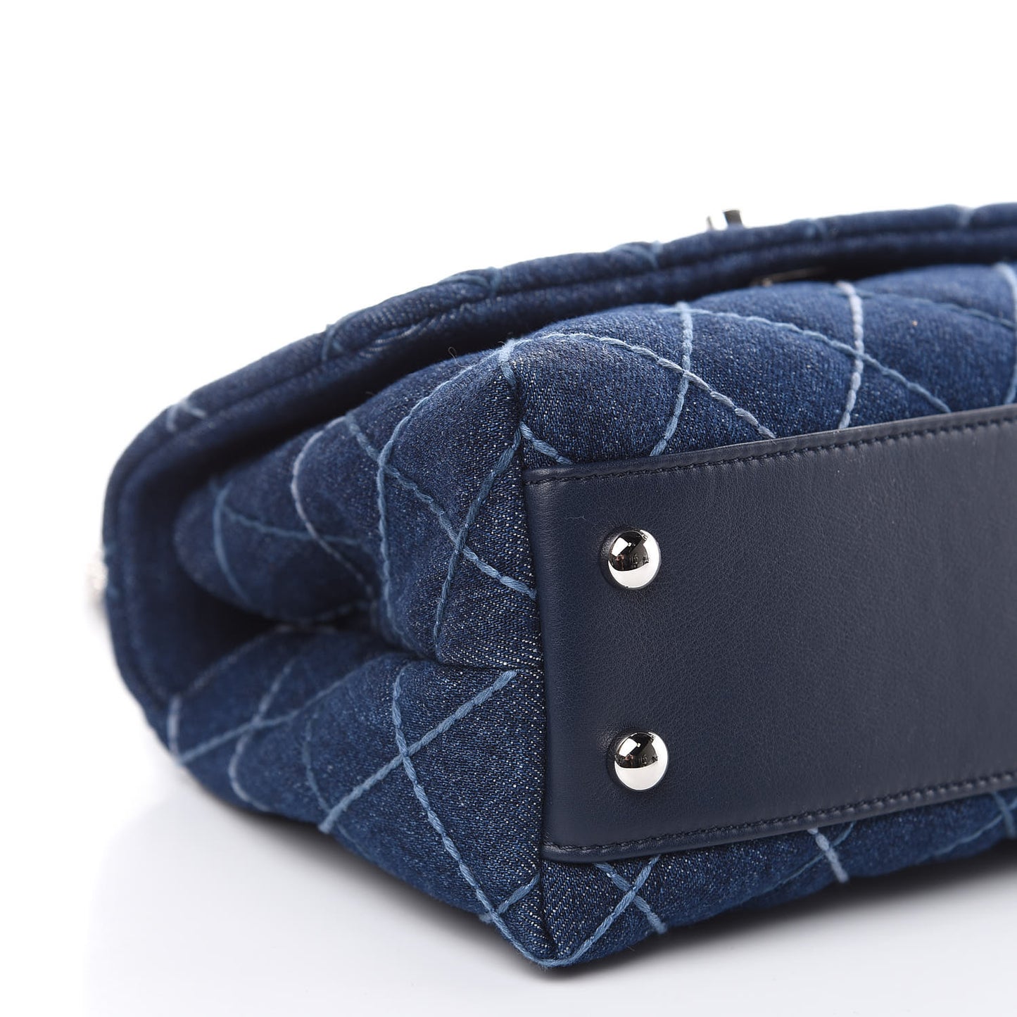 Denim Quilted Mini Coco Handle Flap Blue