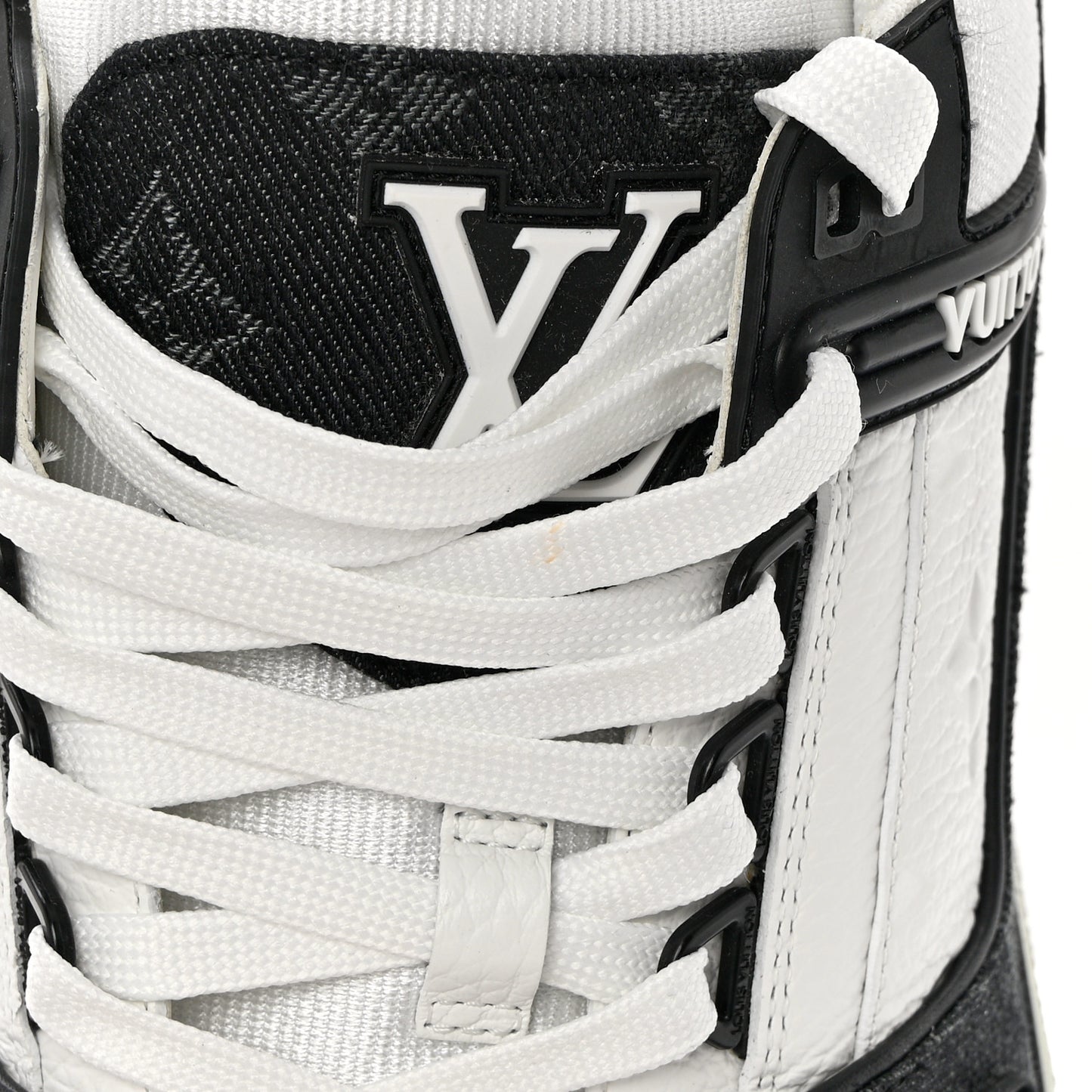 Calfskin Monogram Denim Mens LV Trainer Sneakers 8.5 Black
