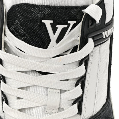 Louis Vuitton Calfskin Monogram Denim Mens LV Trainer Sneakers 8.5 Black 11 of 15