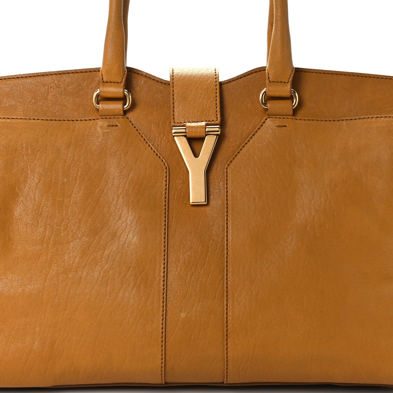Saint Laurent Sheepskin Medium Cabas ChYc Bag Mustard 7 of 10