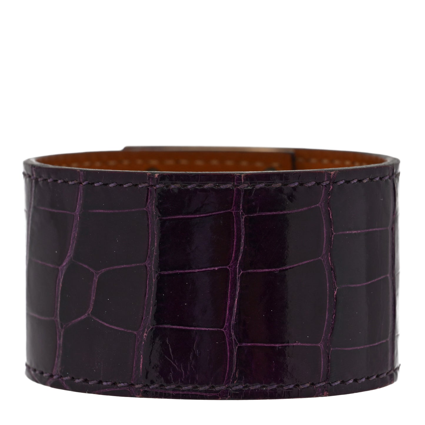 Shiny Alligator Kelly Dog Cuff Amethyst