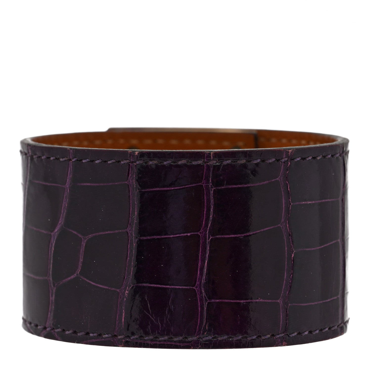 Hermes Shiny Alligator Kelly Dog Cuff Amethyst 3 of 5