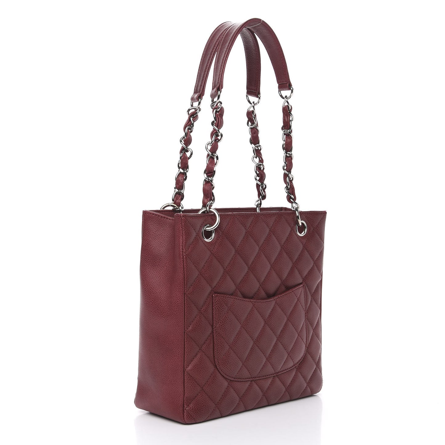 Caviar Quilted Petit Shopping Tote PST Burgundy