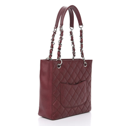 Chanel Caviar Quilted Petit Shopping Tote PST Burgundy 3 of 12