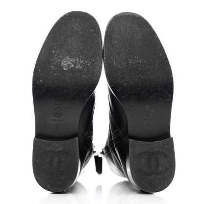 Chanel Calfskin Lace Up Combat Boots 41 Black 5 of 15