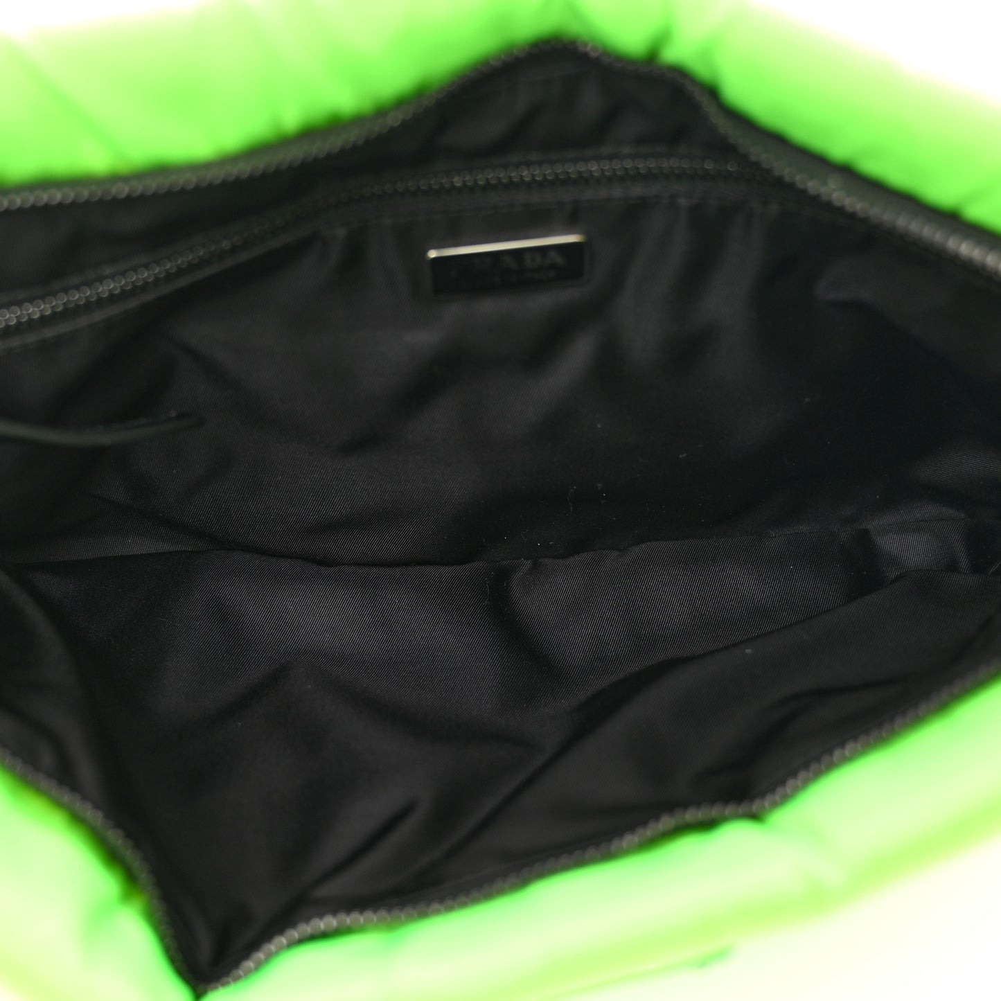 Tessuto Nylon Soft Padded Medium Chain Clutch Bag Verde Fluo