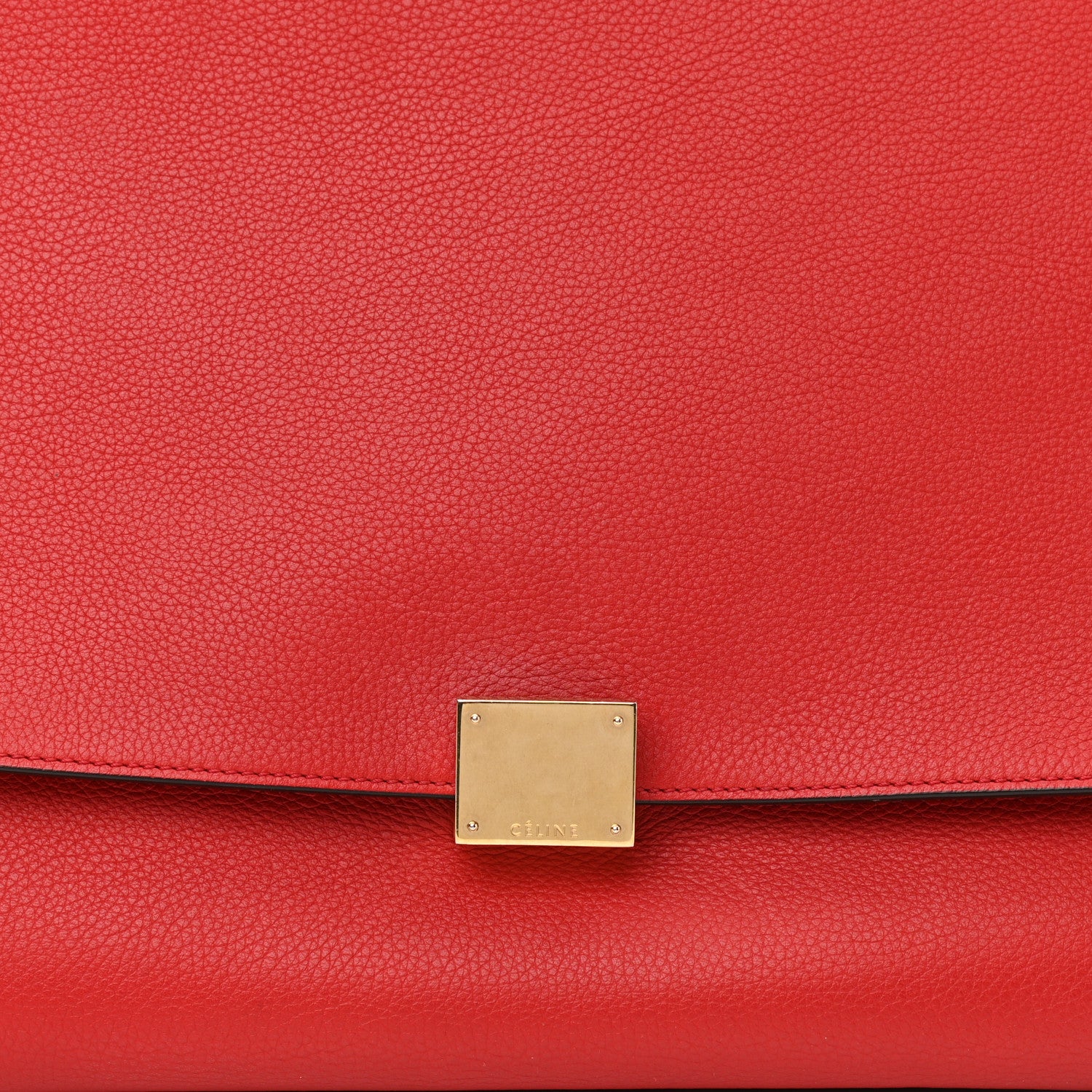 Celine Drummed Calfskin Suede Large Trapeze Coquelicot 6 of 12