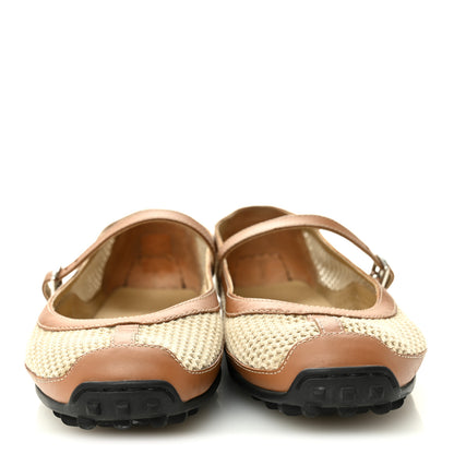 Hermes Crochet Knit Calfskin Kichu Ballet Flats 37.5 Beige Lin Naturel 2 of 9