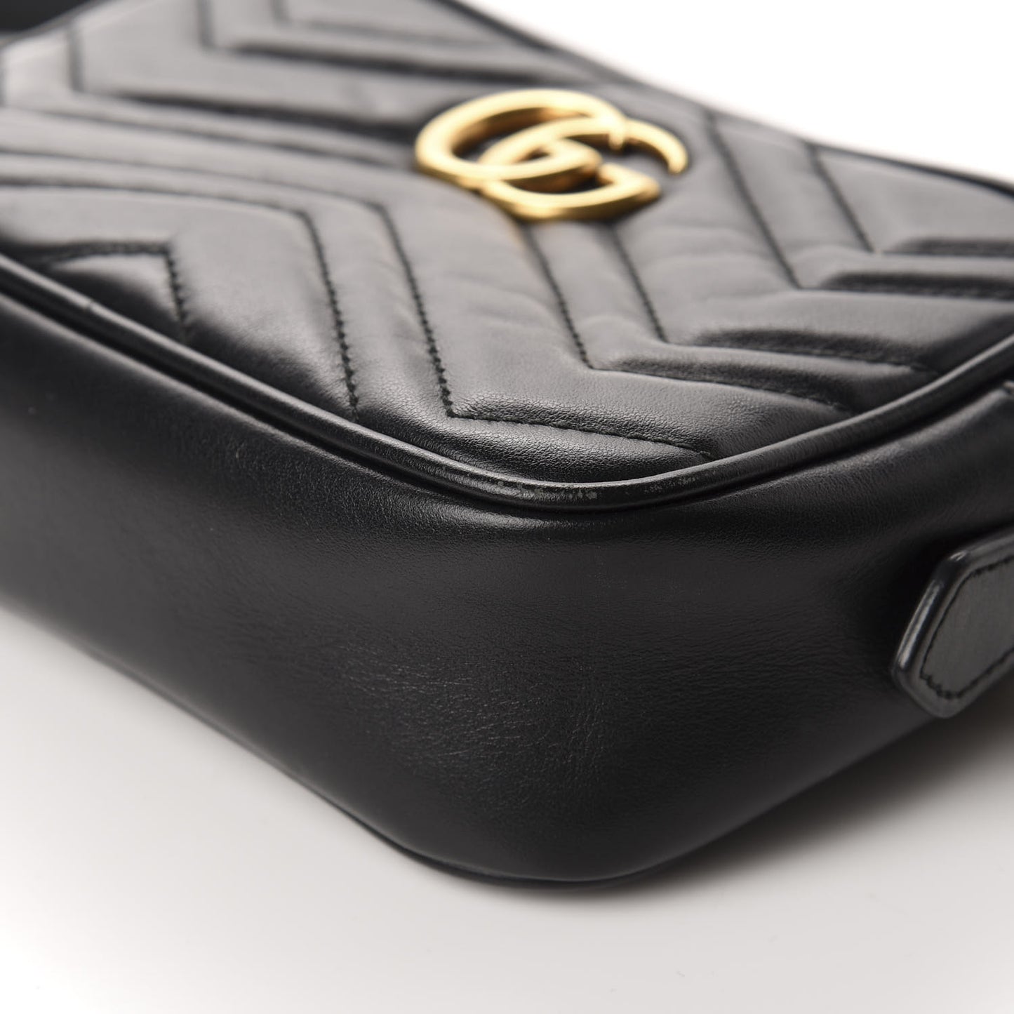 Calfskin Matelasse Mini GG Marmont Chain Shoulder Bag Black