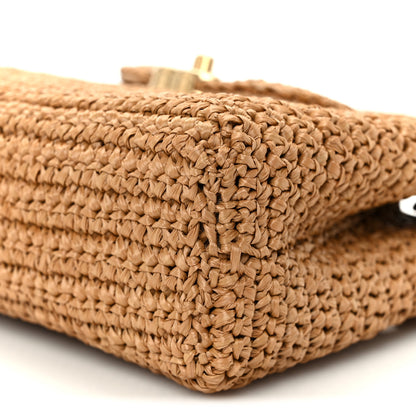 Chanel Braided Raffia Nano Kelly Flap Bag Dark Beige 10 of 11