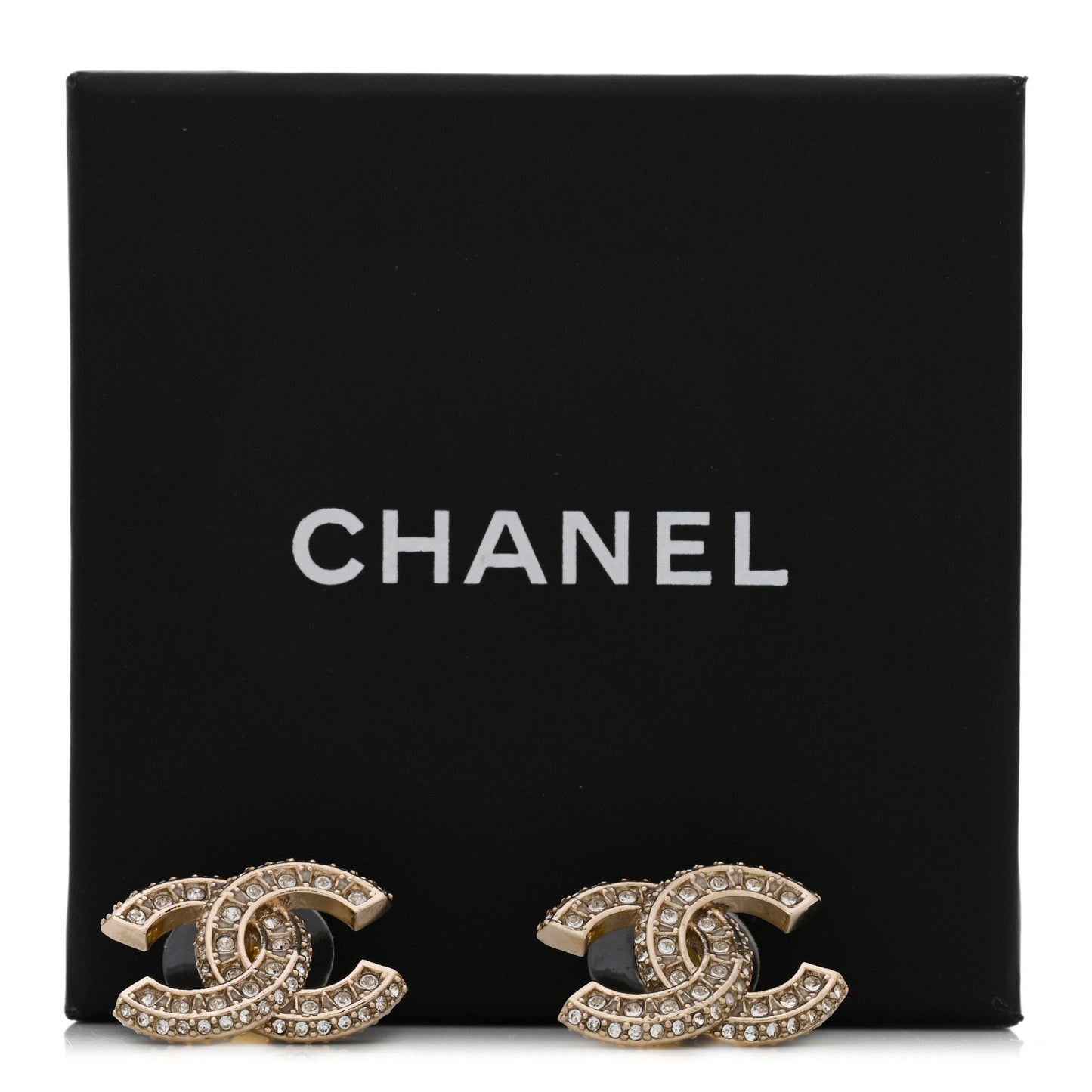 Crystal Timeless CC Earrings Light Gold