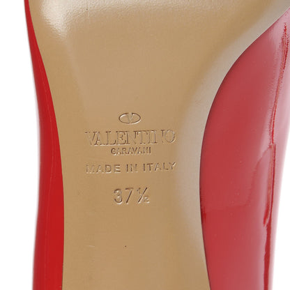Valentino Garavani Patent Couture Bow Peep Toe Low Heel Pumps 37.5 Rosso Valentino 6 of 9
