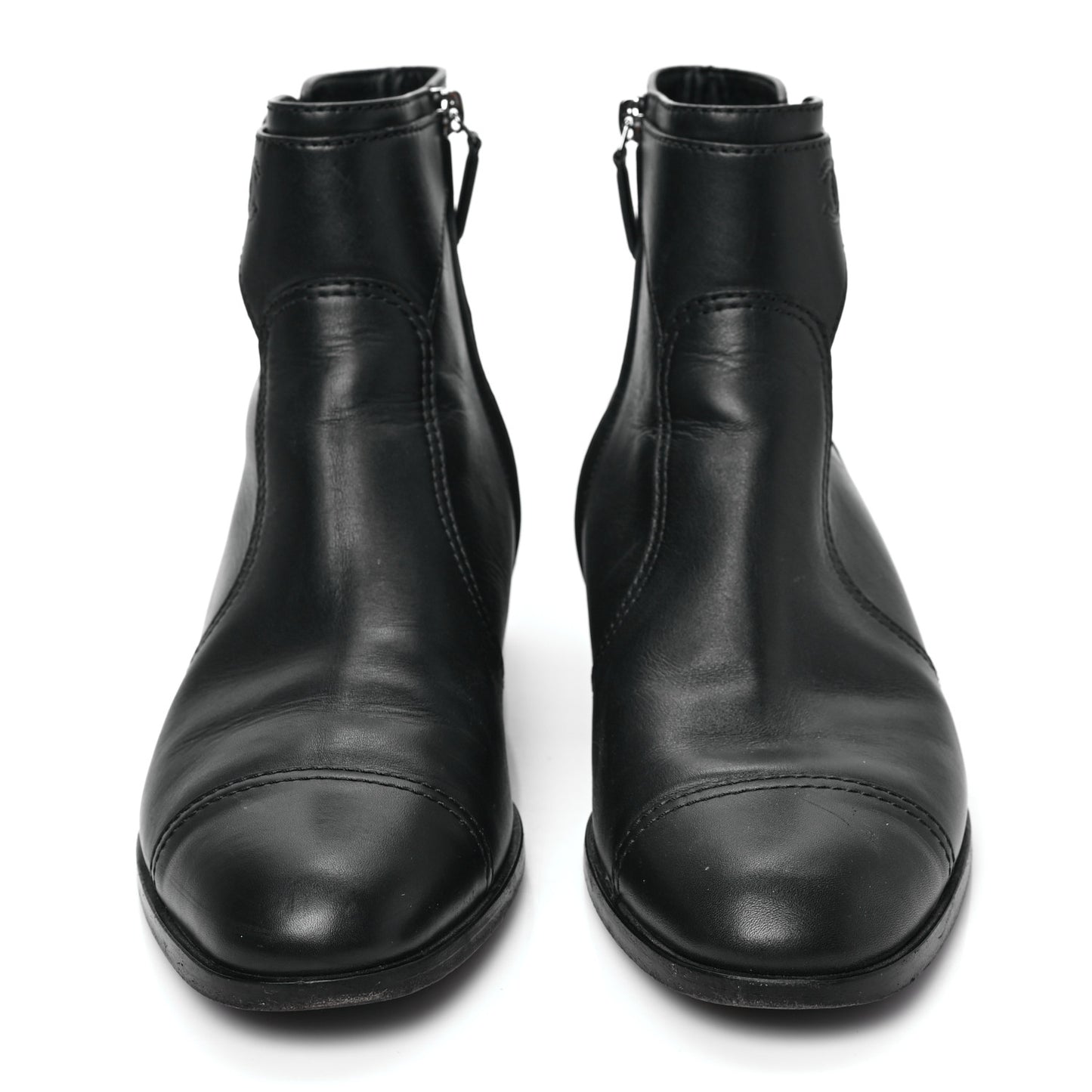 Calfskin CC Short Boots 41.5 Black