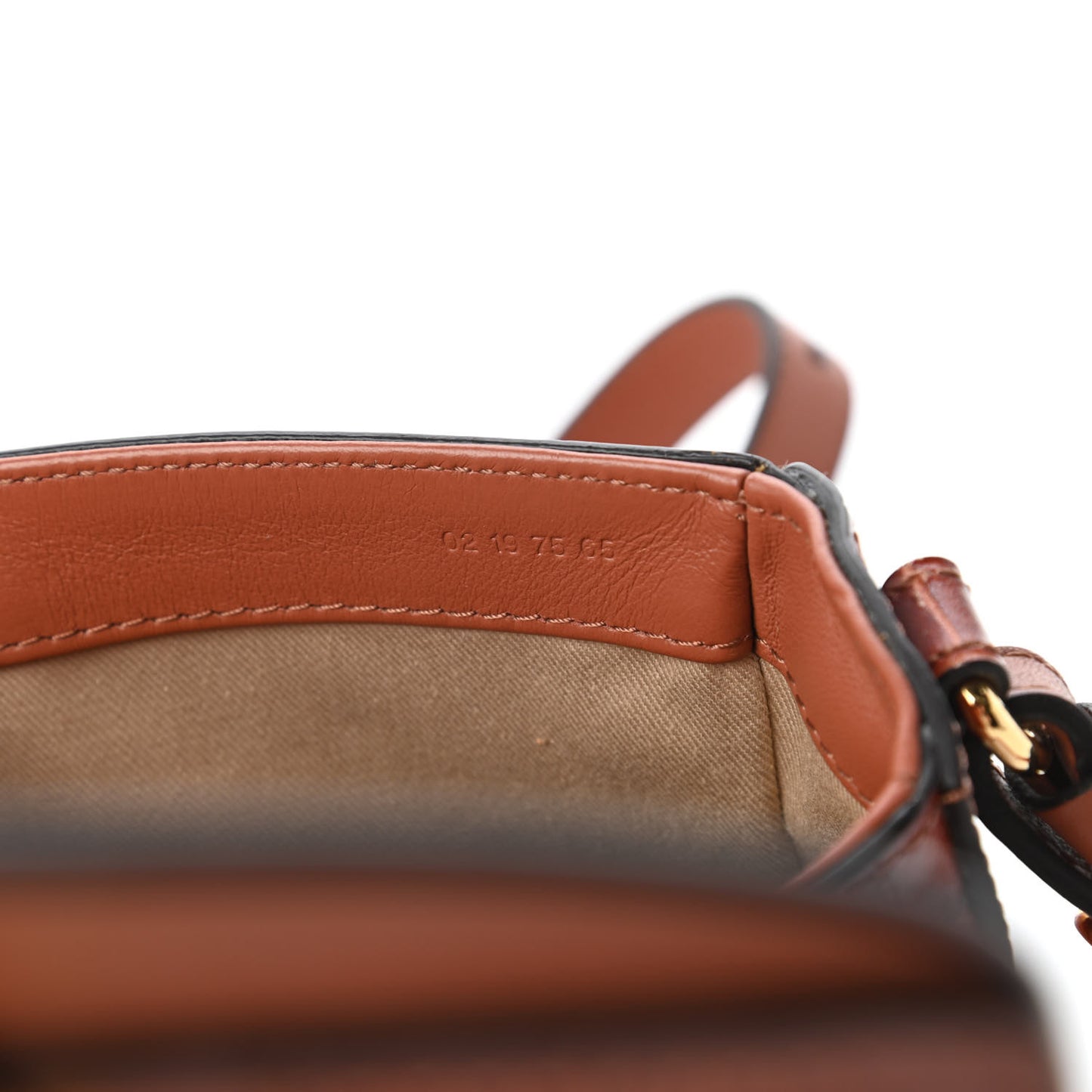 Calfskin Crocodile Embossed Mini C Double Carry Chestnut Brown