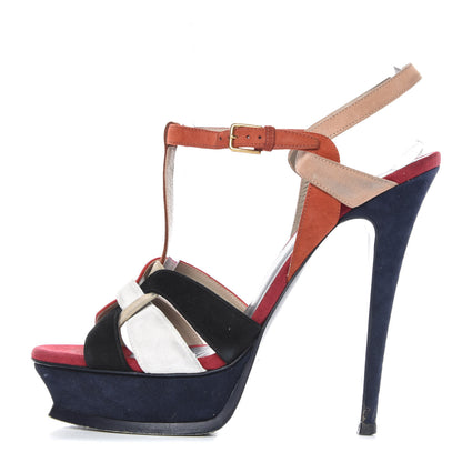 Saint Laurent Suede Tribute 105 Platform Sandals 40 Multicolor 1 of 12