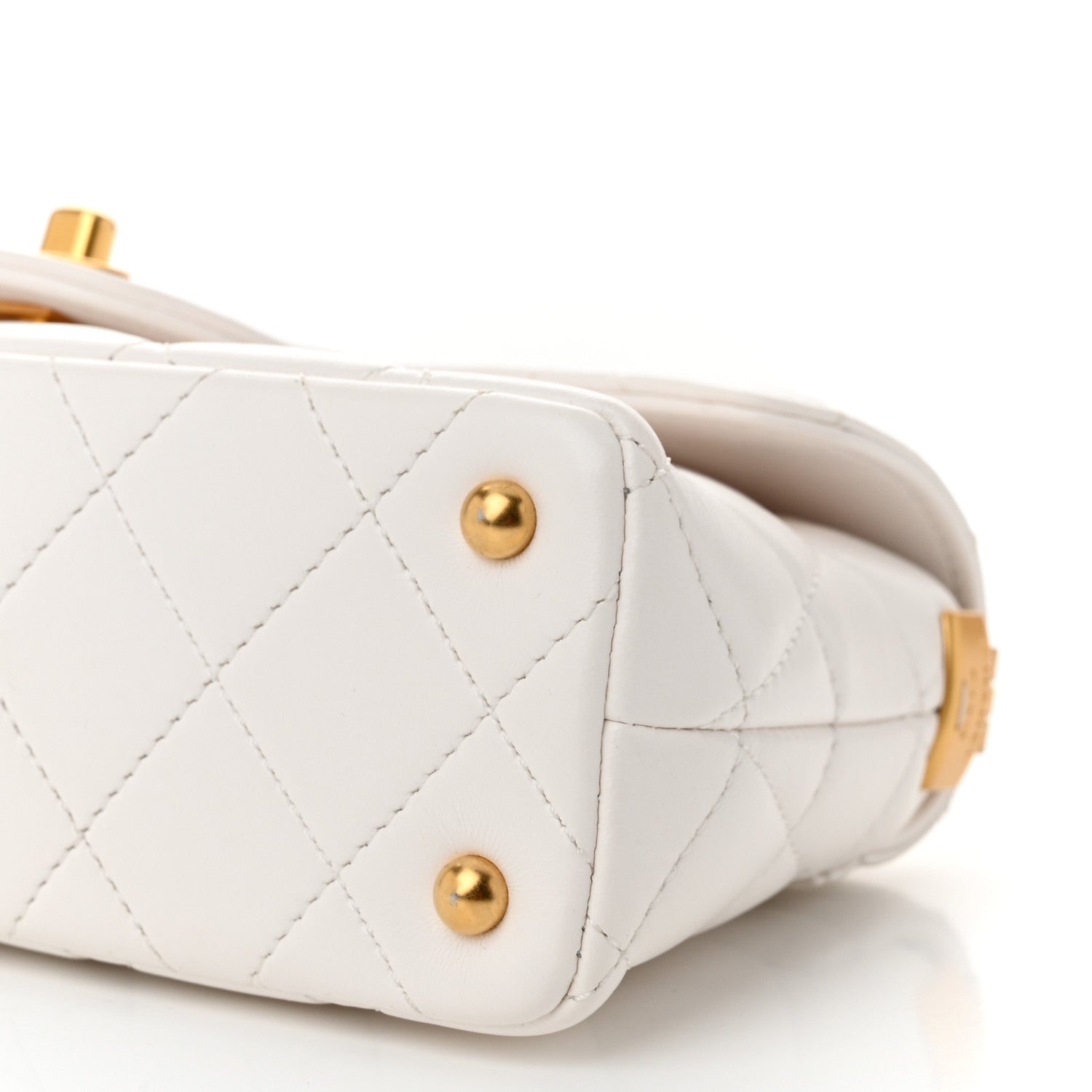 Chanel Lambskin Quilted Mini Flap Top Handle Bag White 10 of 11
