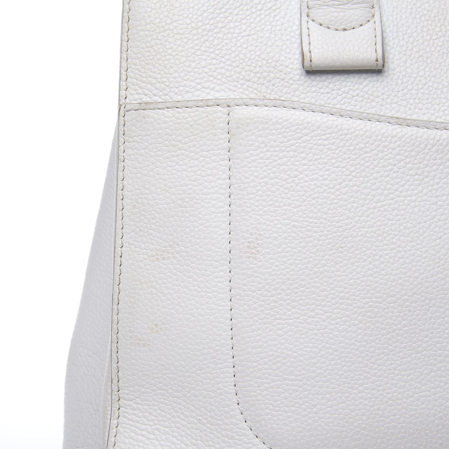 Grained Calfskin Small Neo Executive Shopper Tote White