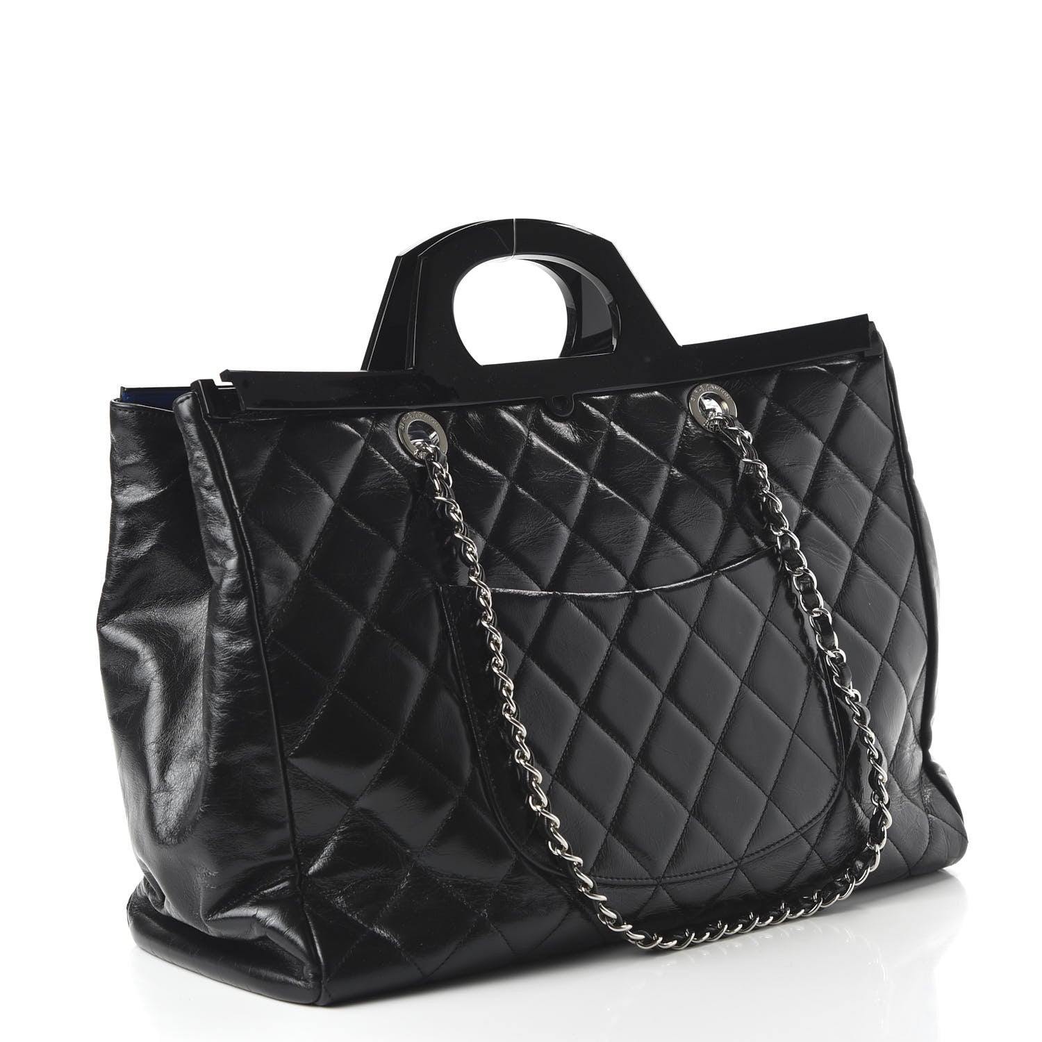 Chanel Glazed Calfskin Quilted Large CC Delivery Tote Black 3 of 12