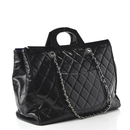 Chanel Glazed Calfskin Quilted Large CC Delivery Tote Black 3 of 12