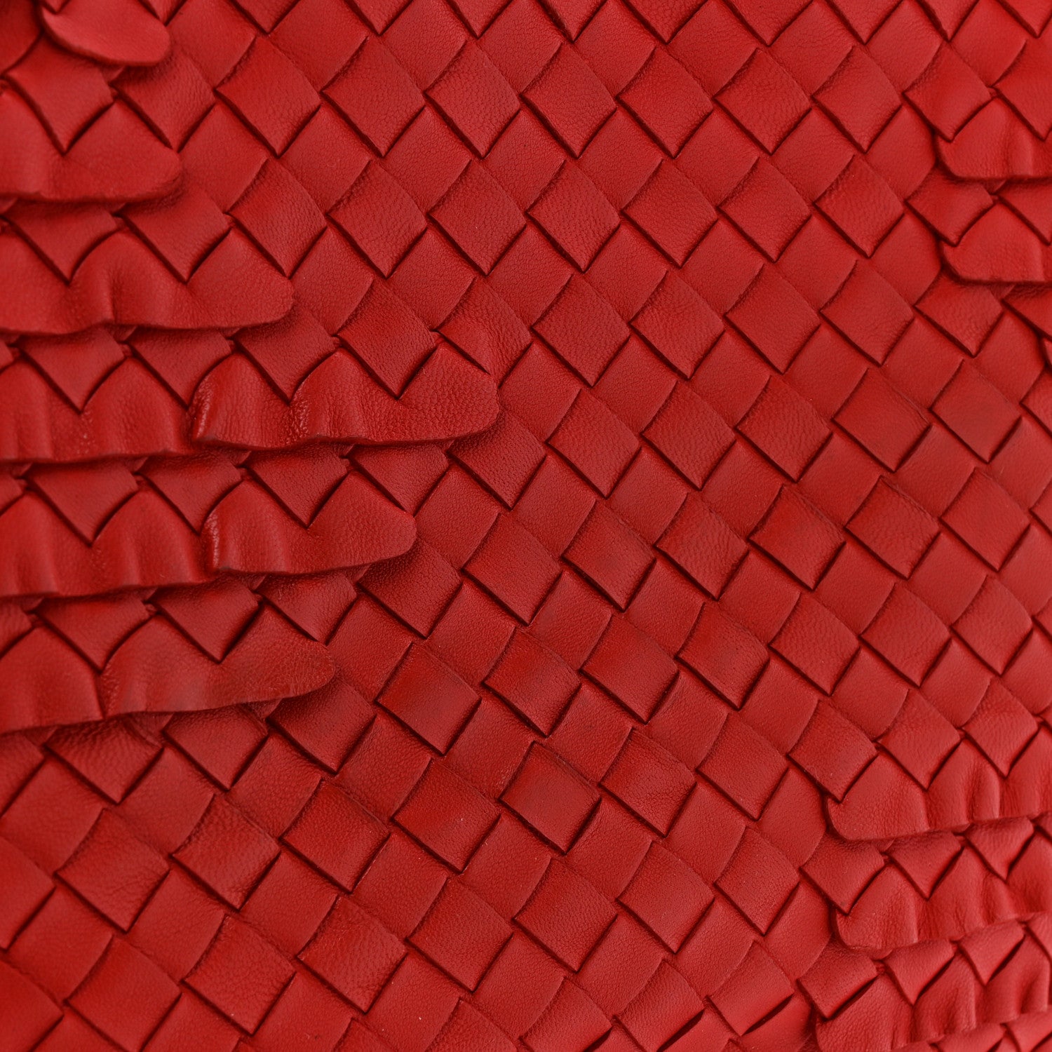 Bottega Veneta Nappa Intrecciato Ruffle Tote Red 13 of 14
