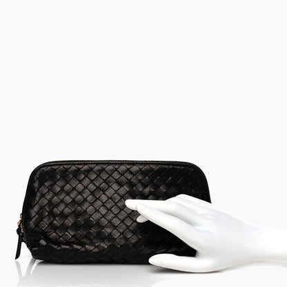 Bottega Veneta Nappa Intrecciato Small Cosmetic Pouch Black 2 of 9